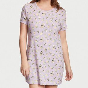 Last One L VICTORIA'S SECRET Thermal Sleepshirt Floral Purple W/Flowers NWT